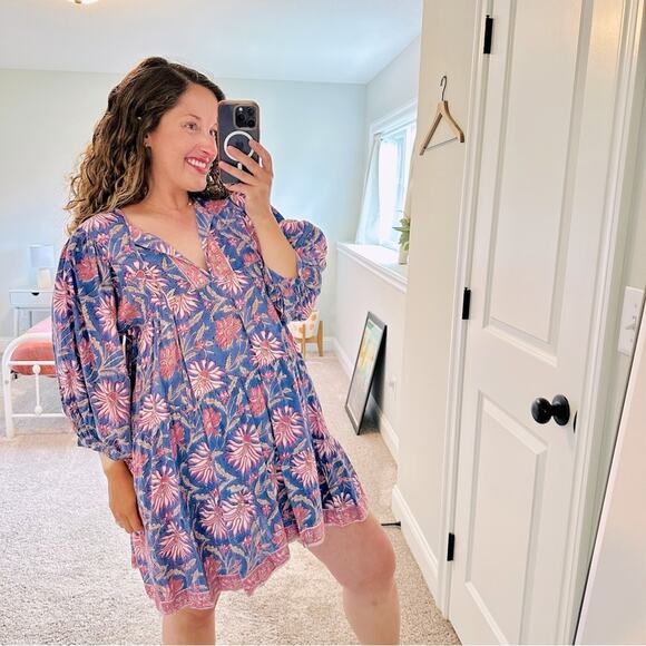 Tuckernuck | Dresses | Tuckernuck Marea Pink Blue Cotton Floral Long Sleeve  Mini Dress Medium | Poshmark